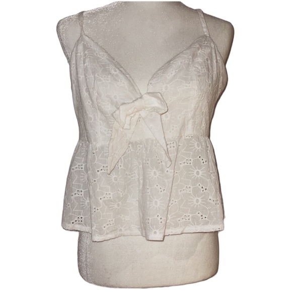 PacSun Tops - Women’s White Floral Flowy Tank Tie Front Blouse Large